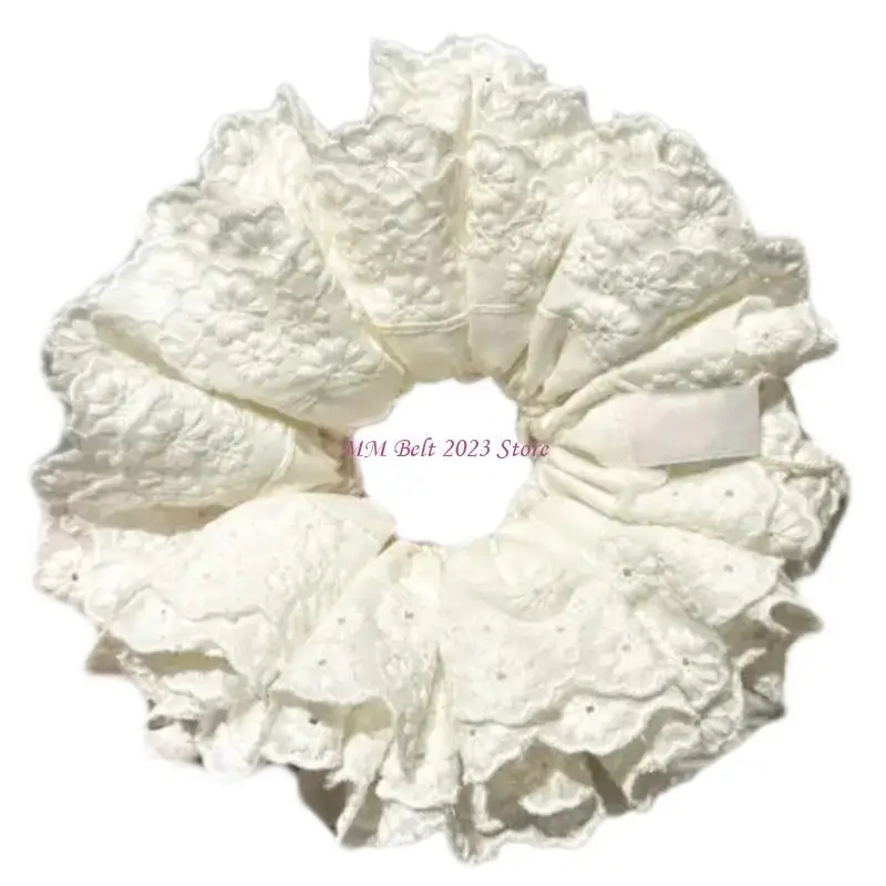 

49ME Lace Trim Hair Tie Elastic Hair Rope for Girl Spring Camping Ponytail Holder