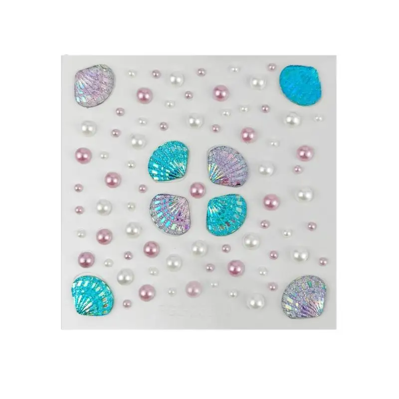 3D Dreamy Shell Pearl Face Stickers DIY Body Art Stage Makeup Tool 1 Sheet Sparkling Mermaid Rhinestone Temporary Tattoos view 6