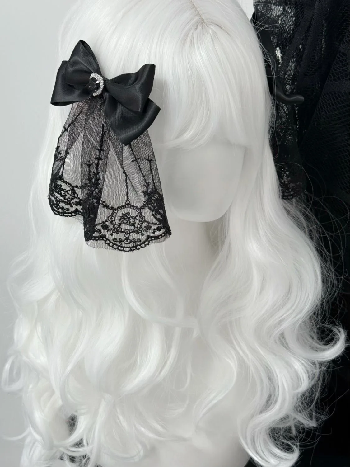 Lolita – ruban en Polyester pour femmes, dentelle, strass, grand nœud papillon, épingle à cheveux, personnalité de la mode, pince à cheveux pour mines terrestres douces et mignonnes