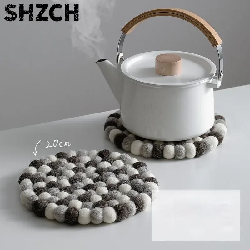 20cm Wool Felt Coaster Round Handmade Placemats Tableware Mat Heat Resistant Pot Pad Kitchen Utensil Home Decor Cup Mat ZG21