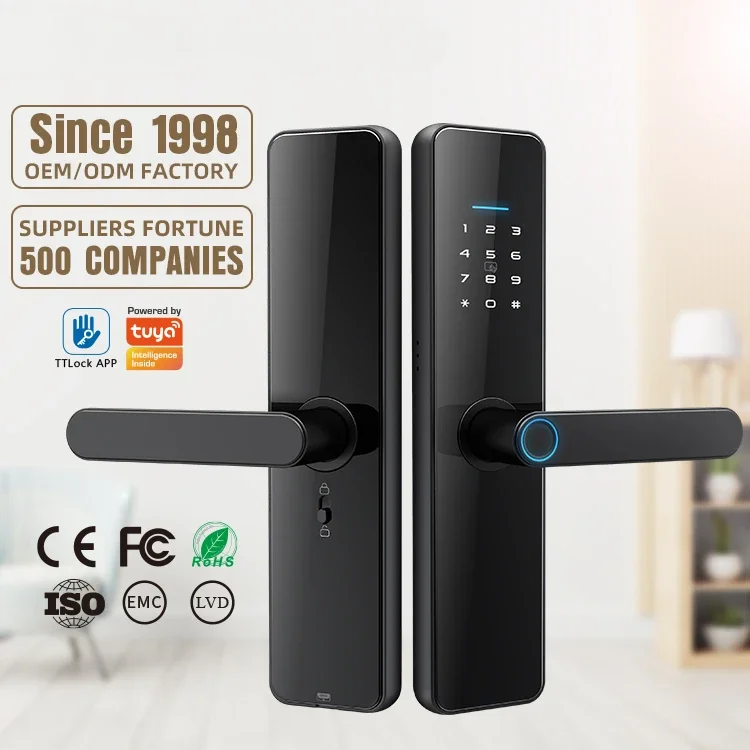 Keyless New Wifi Fingerprint Electronic Digital Security Digit Keys Electric Card number Handle Ttlock Tuya smart locks door