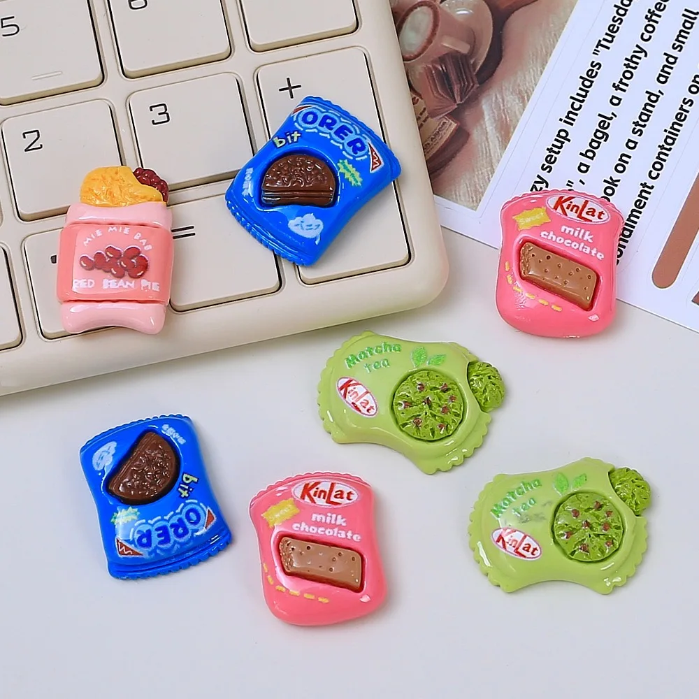 10pcs Simulation Cute Matcha Cookie Resin Faltback Cabochon DIY Scrapbooking Craft Miniature Dollhouse Accessories