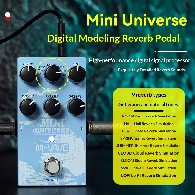M Vave Guitar Effect Pedal Mini Universe Digital Reverb 9 Effects Modes Processor For Guitar Performance Practice view 2