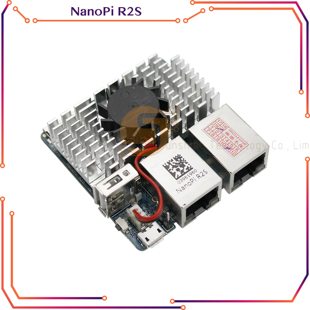 

Original NanoPi R2S Rockchip RK3328 with CNC Metal Case Mini Router Dual Gigabit Port 1GB SBC OpenWrt System 5.0