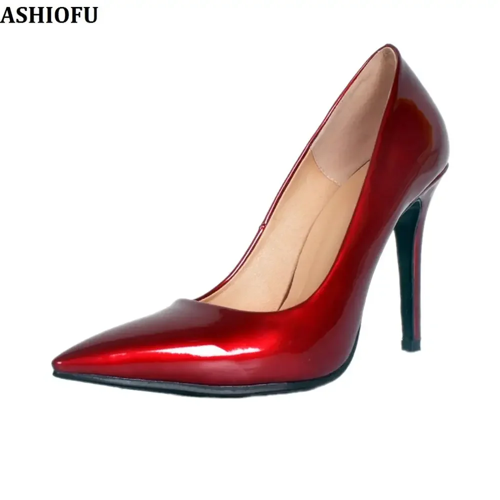 ASHIOFU Hot Sale Handmade Wholesale Womens High Heel Pumps Office&Career Party Dress Shoes Sexy Fashion Evening Club Court Shoes