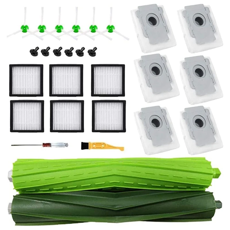 Peças de reposição acessórios kit para roomba i7 i7 + i6 + i3 + plus, escovas e filtros hepa de alta eficiência e sacos de eliminação de sujeira