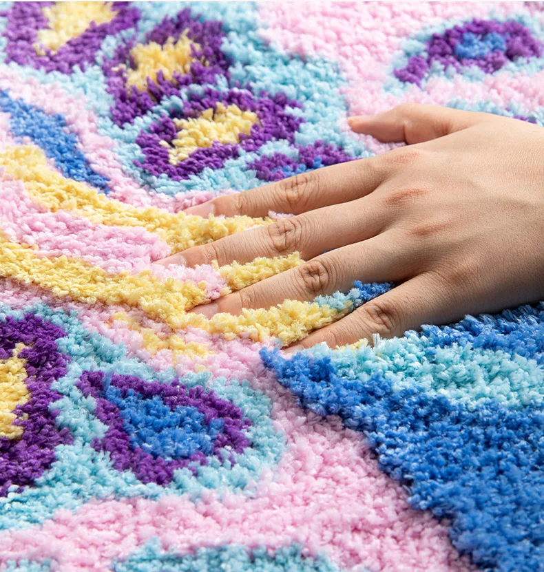 Irregular Tufted Butterfly Shaped Cute Rug for Living Room Bedroom INS Flocking Fluffy Entrance Floor Mat Anti-slip Bathroom Mat