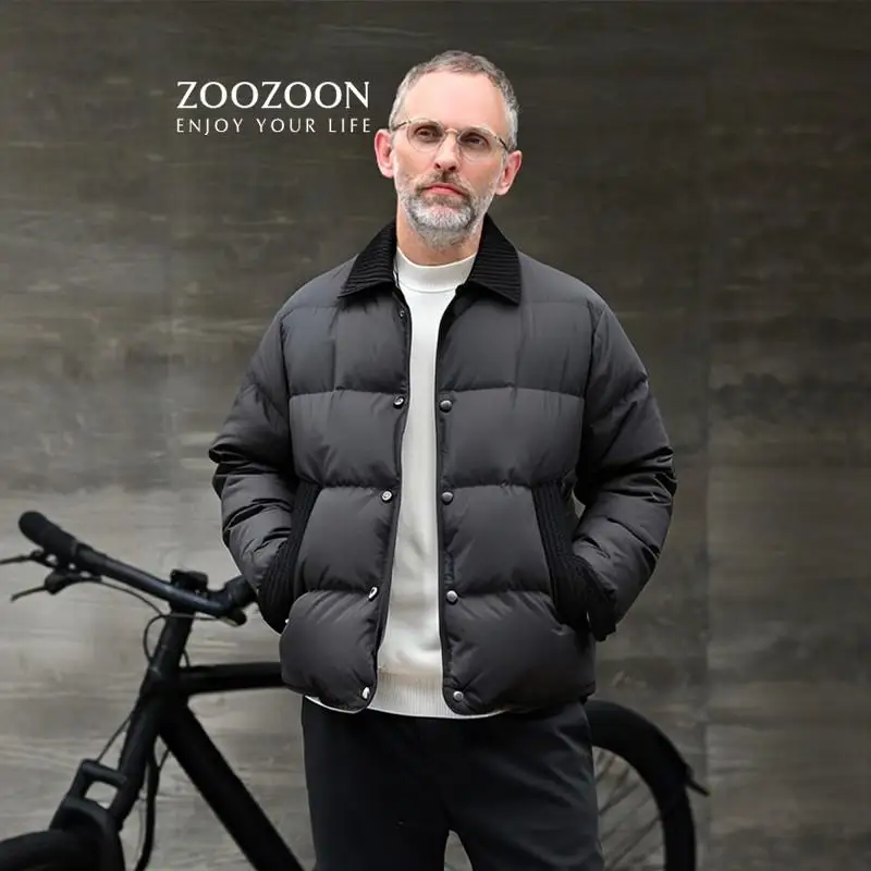 

Легкая мужская зимняя куртка-пуховик премиум-класса с отложным воротником, модель M, для осени и зимы