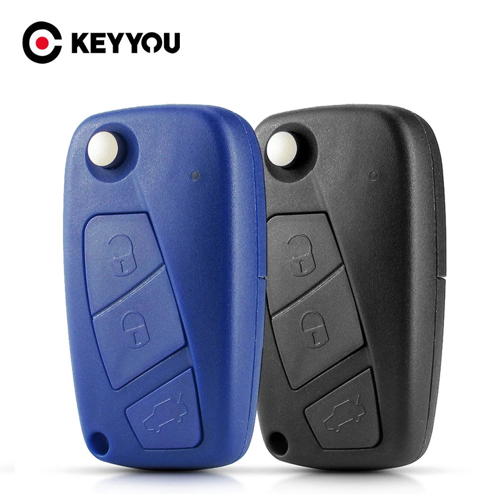 KEYYOU 3 Buttons Flip Remote Car Key Case Shell For FIAT Punto Stilo Idea Ducato Panda Doblo Bravo Doblo Idea Iveco SIP22 Blade