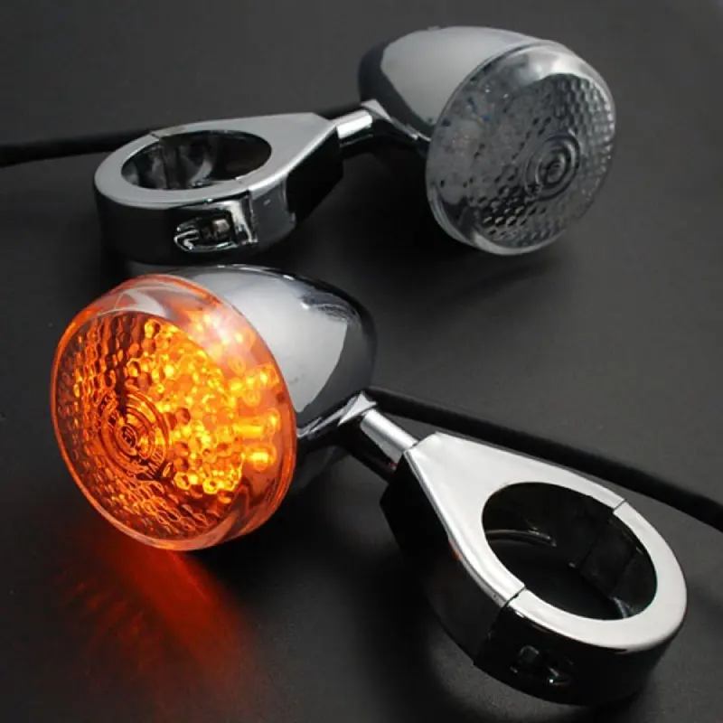 4Pcs Motorcycle Turn Signal LED Lights Front Rear Fork Clamp For Harley 39mm/41mm Indicator Lamps