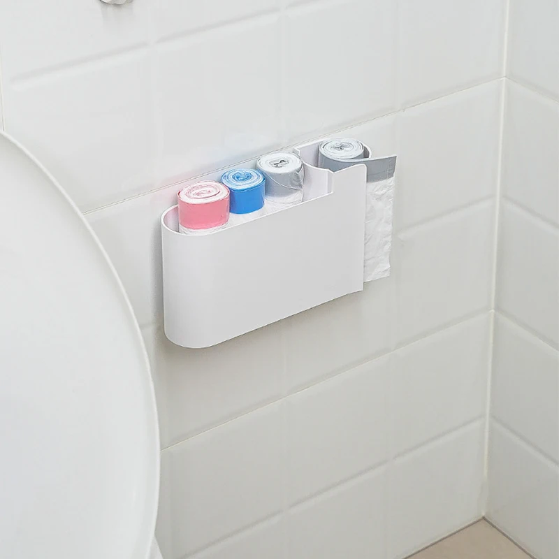  ﻿ 1 Stück Halterung, selbstklebend, wandmontiert, für Haushalt, Bad, Küche, Müllbeutel-Aufbewahrungsregal, Plastiktüten-Organizer – Detail 5