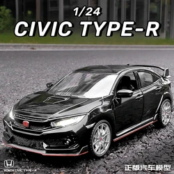 1:24 HONDA CIVIC TYPE-R Alloy Sports Car Model Diecast & Toy Vehicle Metal Racing Car Model Sound and Light Collection Kids Gift