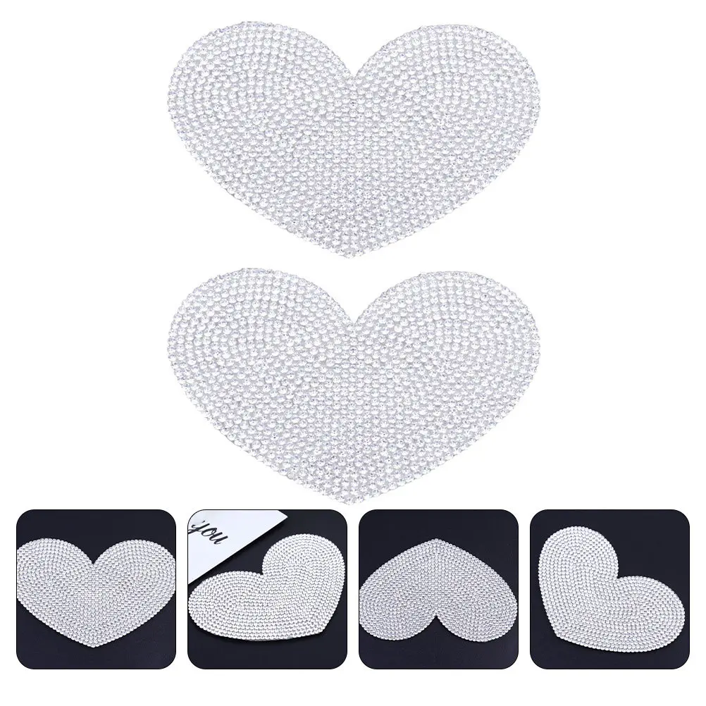 

2Pcs Heart Shape Rhinestone Stickers Full Drill Car Decals for Clothing Bags Windows Curtains Auto Body Decor Bling Fashion