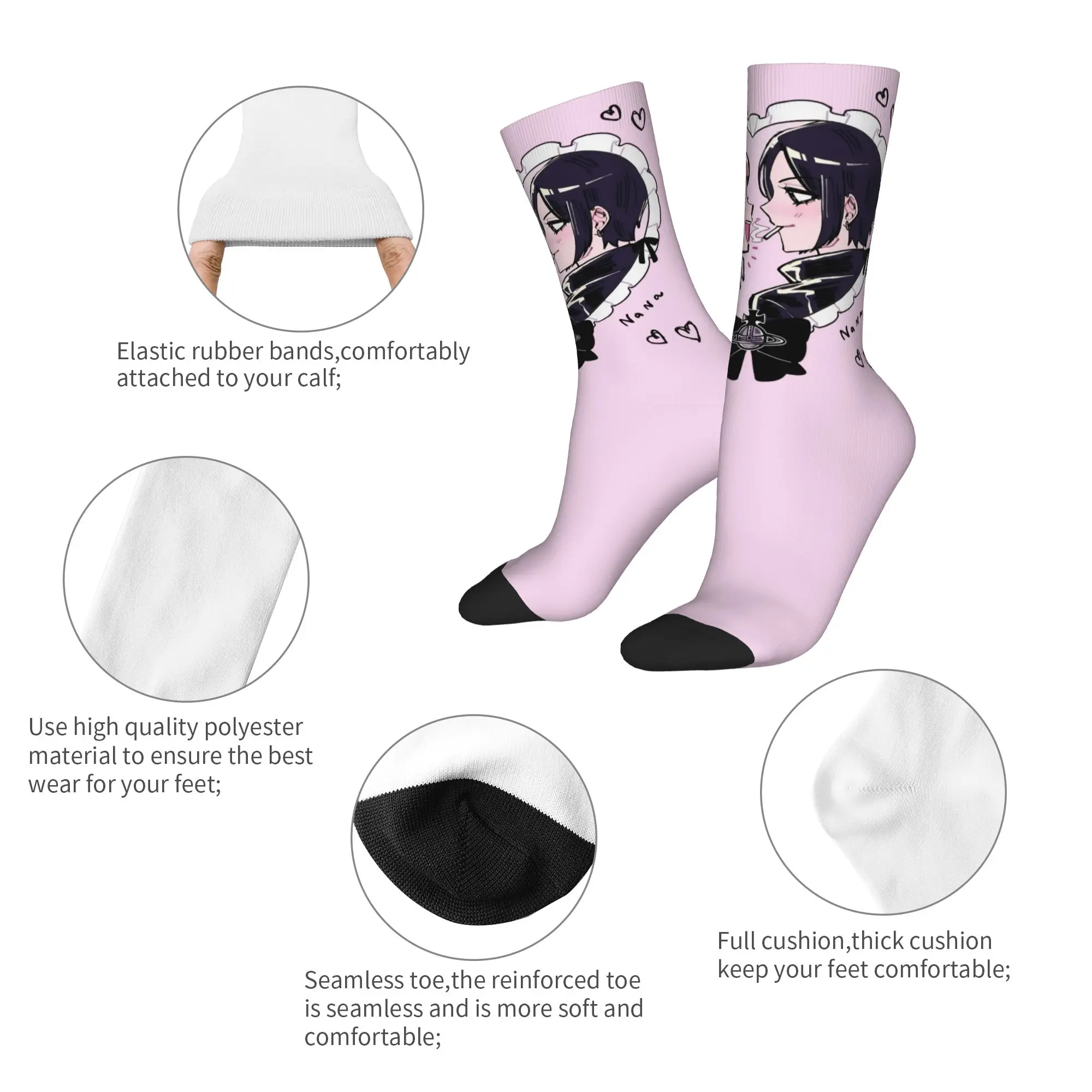 Winter Warm Crazy Design Women Men Nana Hachi  Manga Socks Anime Non-slip Skateboard Socks