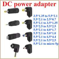 DC 5.5 x 2.1 Female Jack Power Adapter to 3.5x1.35/4.0x1.7/4.8x1.7/5.5x2.1/5.5x2.5/6.3x3.0/6.0x4.4mm 90 Degree Male DC Connector