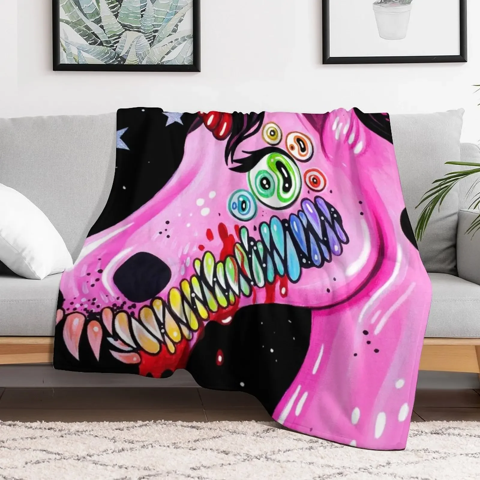 Dark Unicorn Throw Blanket Stain Resistant Cozy Warm Blanket
