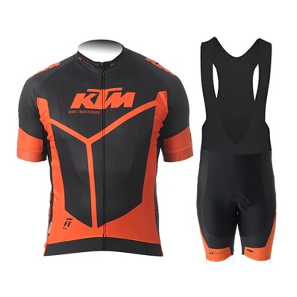 KTM Team-Conjunto de Ropa de Ciclismo para hombre, Jersey de manga corta y pantalones cortos con pechera, uniforme para bicicleta de montaña, 2024