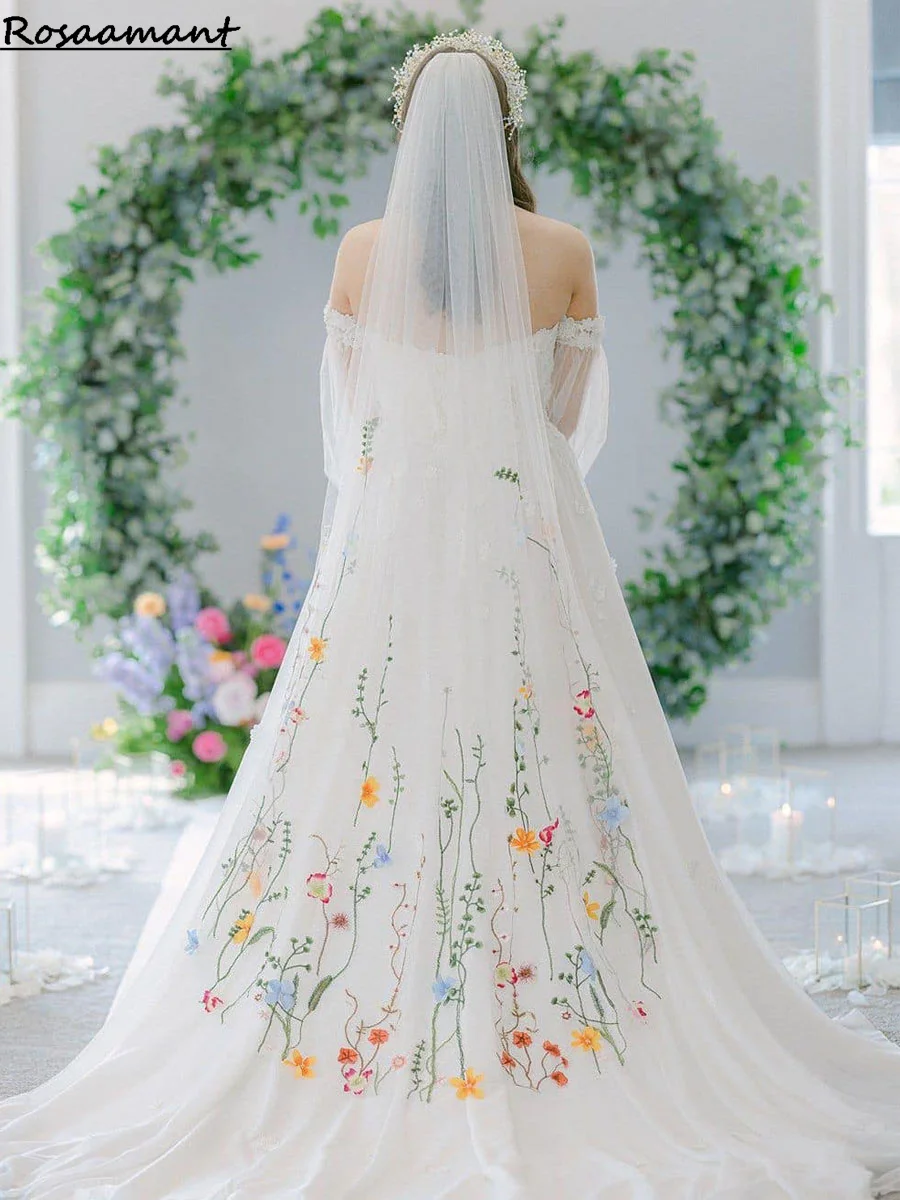 Flower Veil Long Floral Wedding Veils