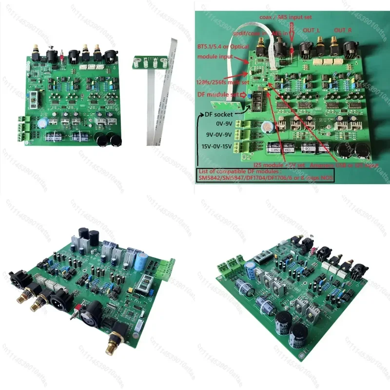 Quad PCM1702 Balanced DAC CS8422 Receiver NE5543 Op Amp Coaxial AES Input Decoder Support Bluetooth USB Audio