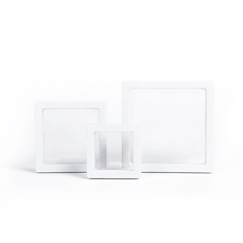 7x7cm 3D Suspension Box Shadow Box Jewelry Display Stand Ring Pendant Holder Protect Jewelry Stone Presentation Case