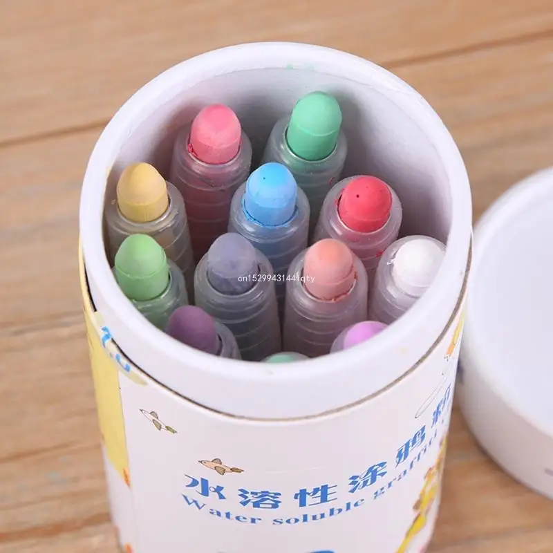 12Pcs Washable Sidewalk Chalk Dustless Chalk with Chalk Holder for Writing Dropship