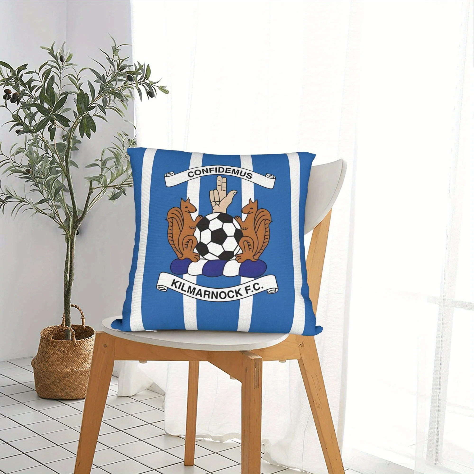 1pc Kilmarnock Crest Pillow Cover, Polyester 2D Double-Sided Print, Scottish Football Team Logo Art, Killie Fan Home Decor Gi