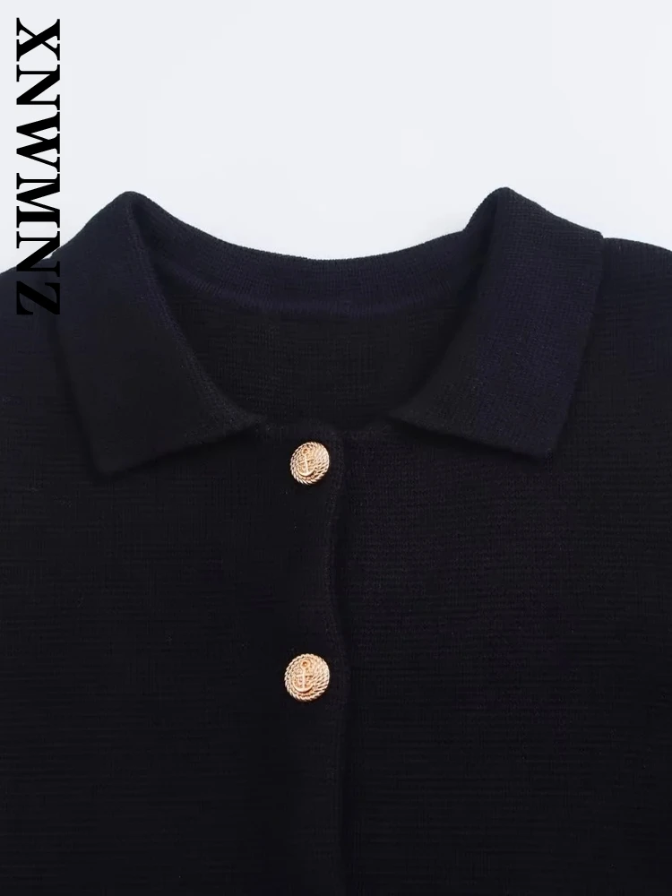 AXNWMNZ-Cardigan Triblockchain à Manches sulfpour Femme, Manteau Décontracté à Simple Boutonnage, Col Rabattu, Couleur Unie, Collection Automne 2024