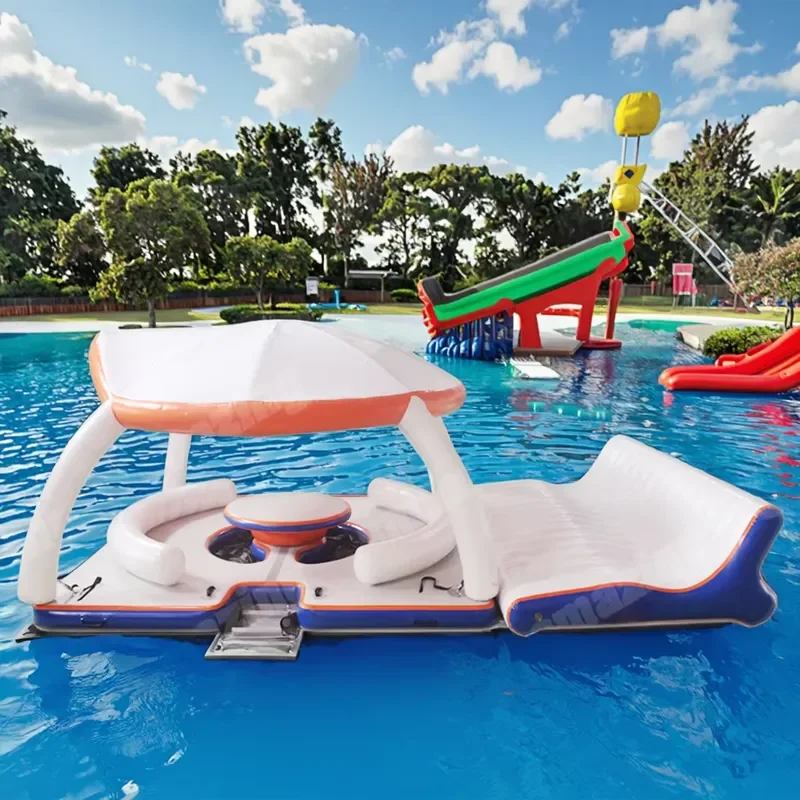High Quality Summer Entertainment Inflatable Floating Island Tent Inflatable Water Leisure Platform Dock Inflatable Bouncer