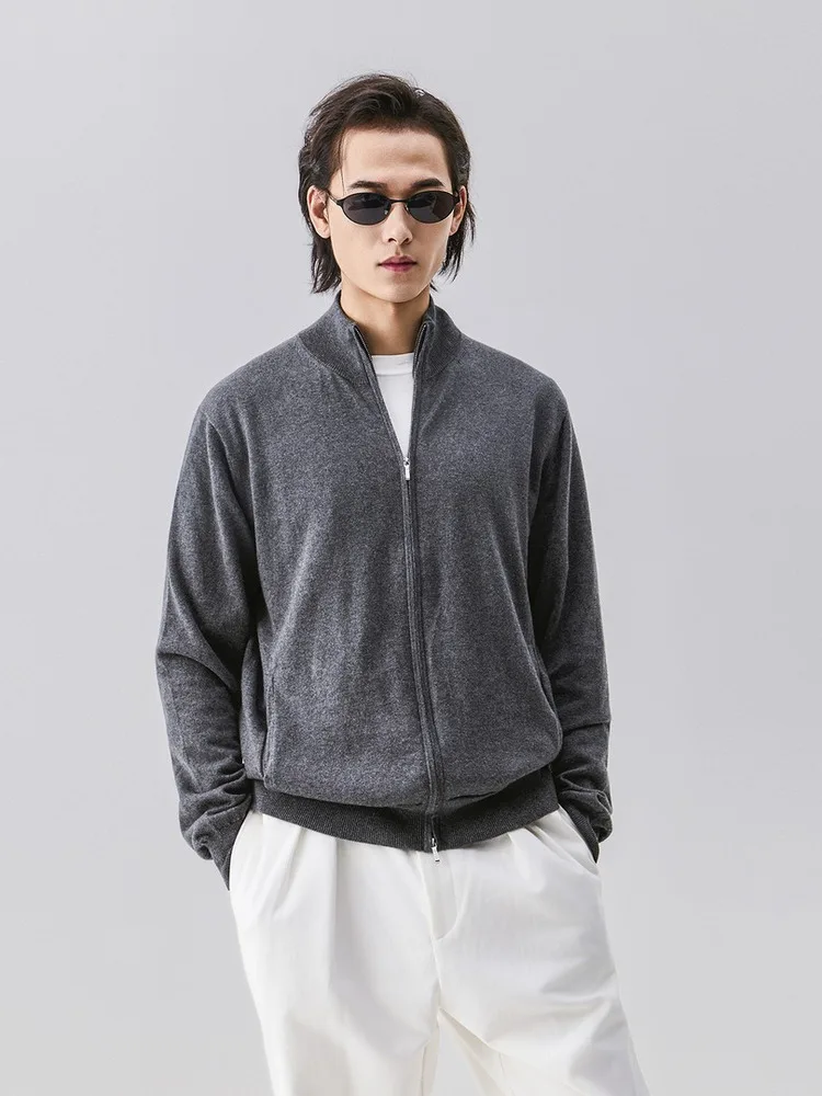 

2026 New Men's ey Busin Knitted Open Cardigan Loose Fit Luxury Simple Sle Zipper Closure Sweater Jaet for Autumn