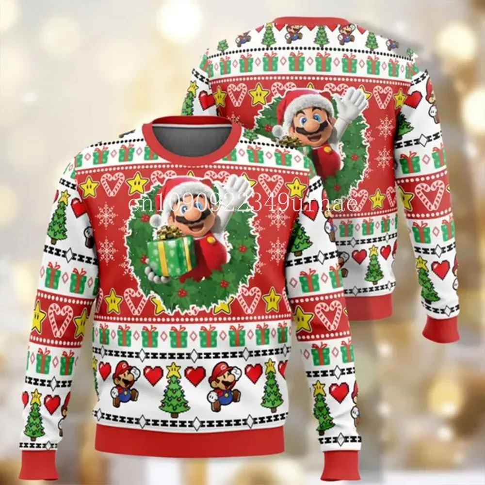 Super Mario Christmas Ugly Sweater Christmas Gift Disney 3D Printed Christmas Ugly Sweater Fashion Boys Girls Sweater 2025