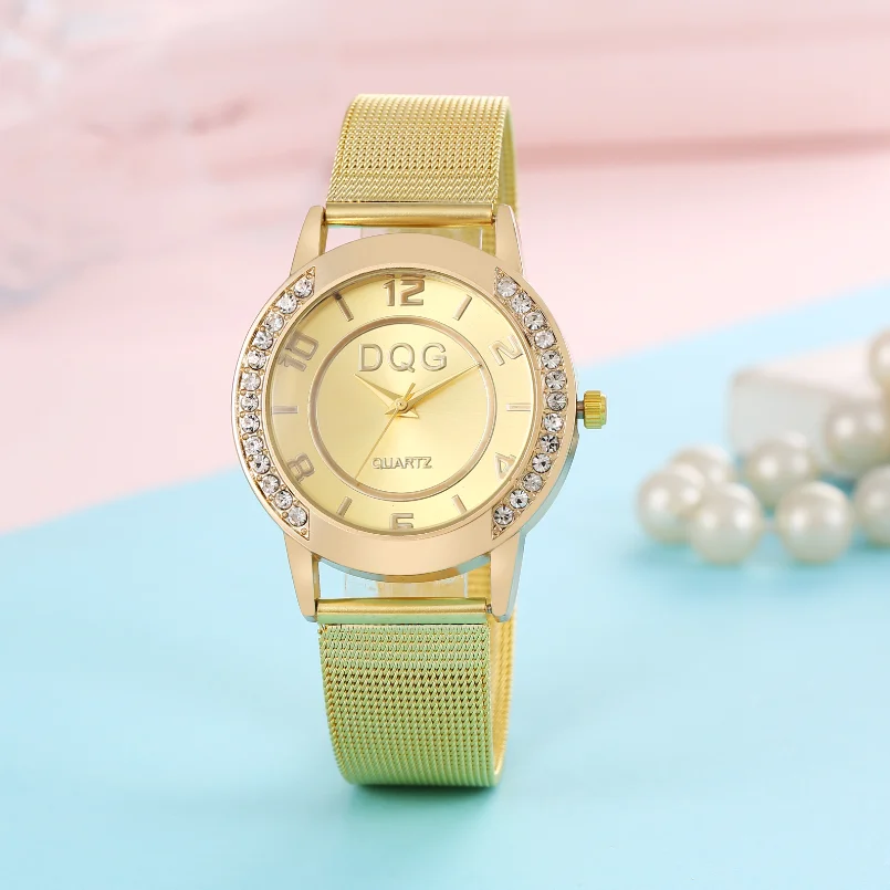 New Fashion Luxury Woman Crystal Bracelet Watch Students Sports Metal Mesh Stainless Steel Quartz Watches Gift Women Wrist Watch