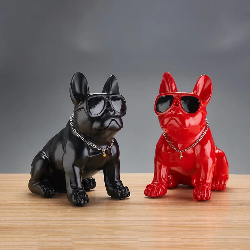 

Nordic sunglasses creative cool resin simulation Bulldog ornament wealth Dog Statue living room home decoration accessories gift