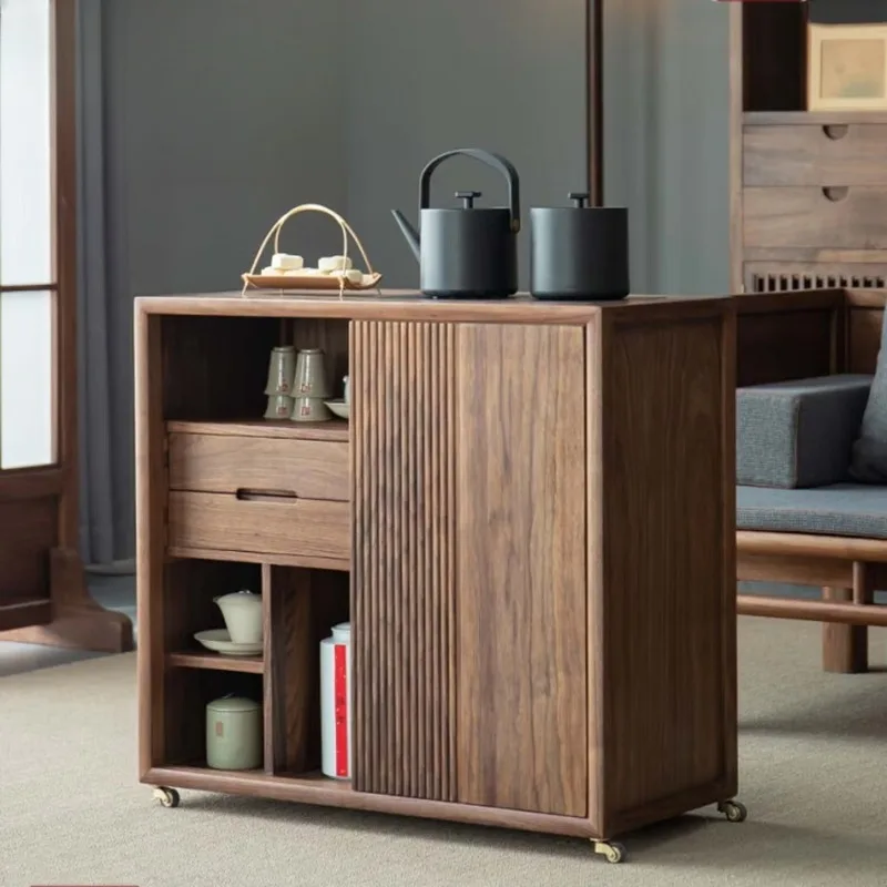 

Solid wood tea water cabinet New Chinese mobile tea side cabinet