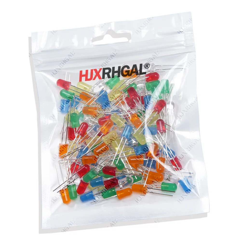 120 Stück 6 Farben x 20 Stück 5 mm LED-Licht, sortiertes Kit, DIY-LED-Set, Weiß, Gelb, Rot, Grün, Blau, Orange