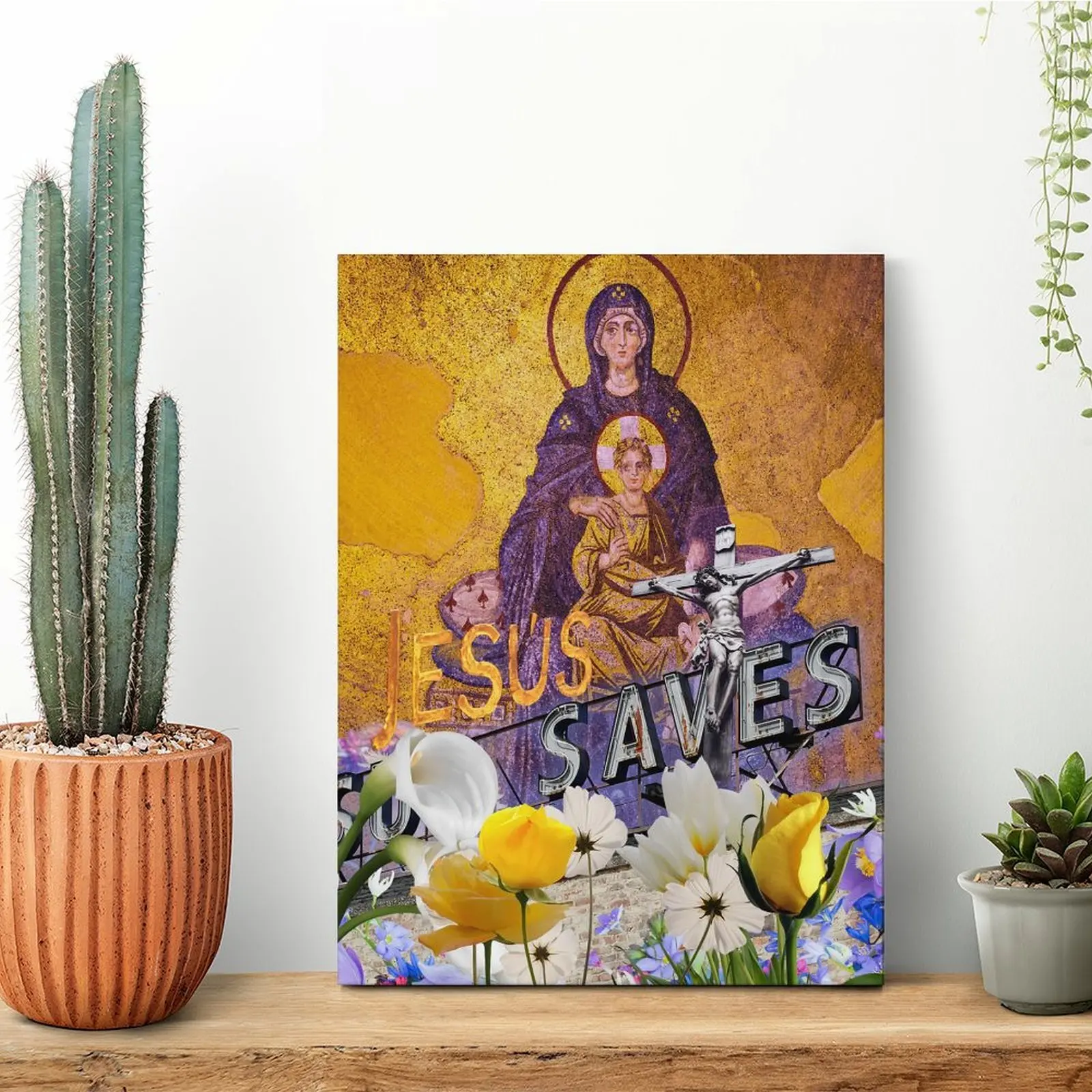 イエス・セーブス-キャンバス絵画-クラシック-ヴィンテージ-アイアン-ヴィンテージ-シネマ-額装壁画