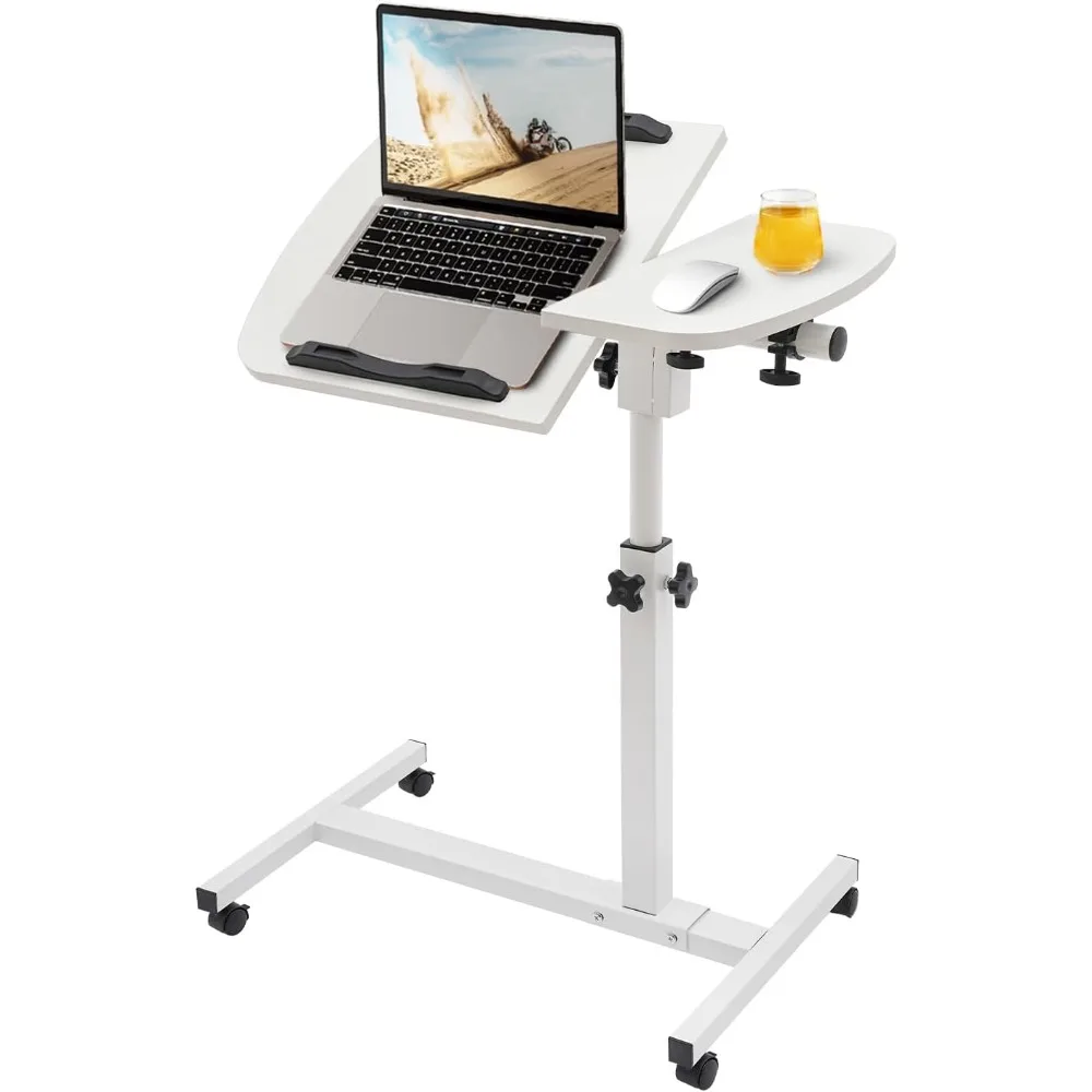 Adjustable Rolling Laptop Table Small Standing Desk Adjustable Height with Wheels Mobile Laptop Stand Portable Stand Up Desk
