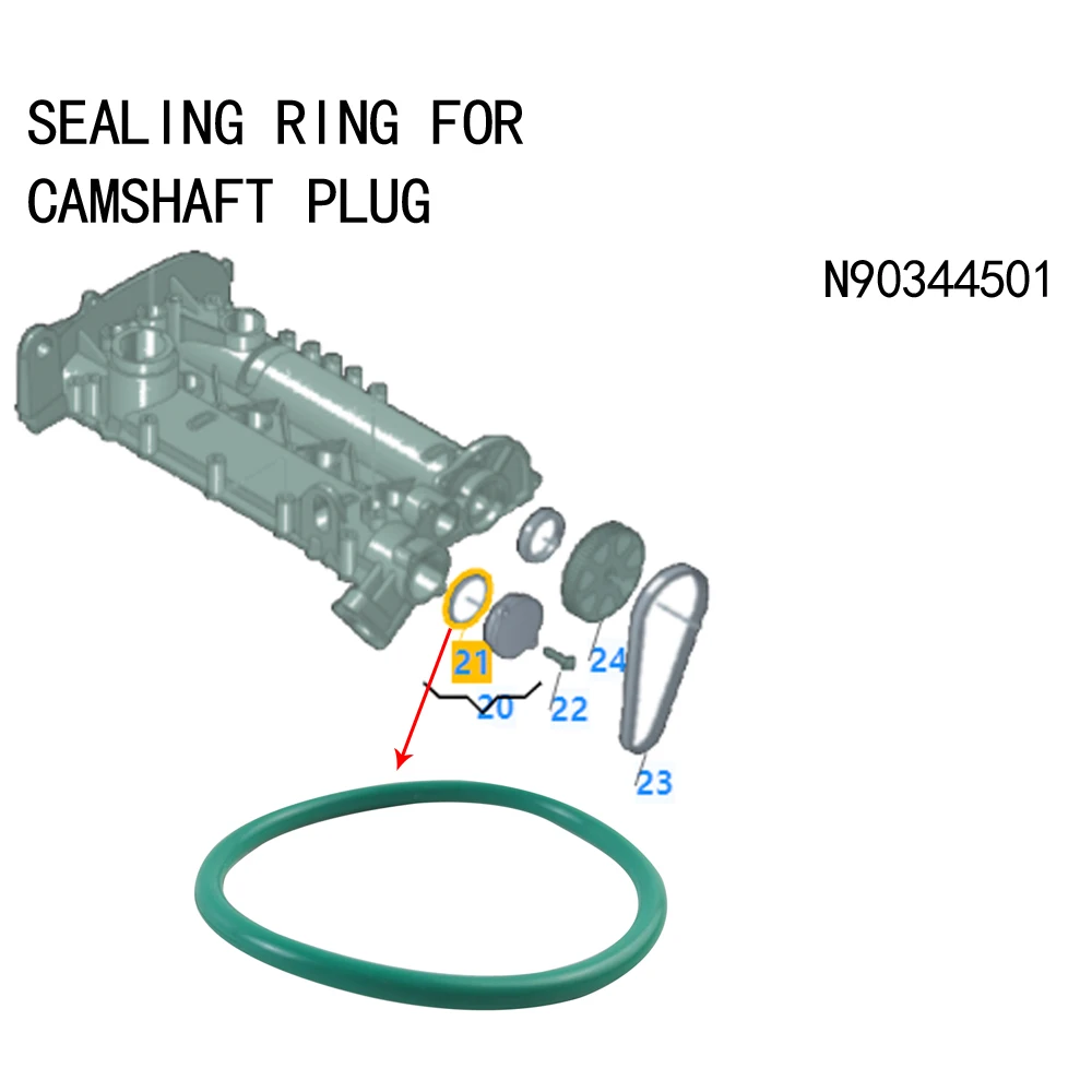 Anillo de sellado para enchufe de árbol de levas para Audi Q3 Q2L RS6 A4L A3 S3 Skoda Fabia Octavia Kodiaq VW Touran Lavuda Lavida N 90344501