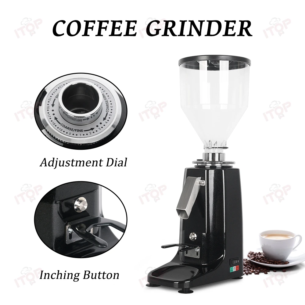 ITOP CG-020 Кофемолка 60 мм Плоские заусенцы из нержавеющей стали Шлифовальный бункер 200 Вт 750 г
