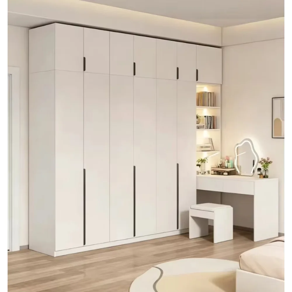 Integrated Desk and Wardrobe System, Modular Bedroom Storage System with Bookshelves
