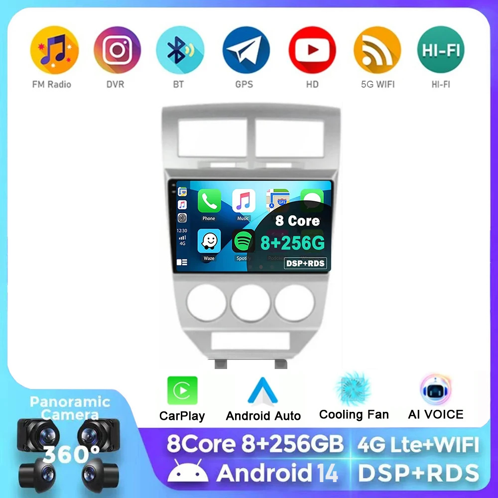 

Android 14 For Dodge Caliber 2007- 2012 2K QLED Android Car Radio Multimedia Video Player GPS AI Voice CarPlay Head Unit Stereo