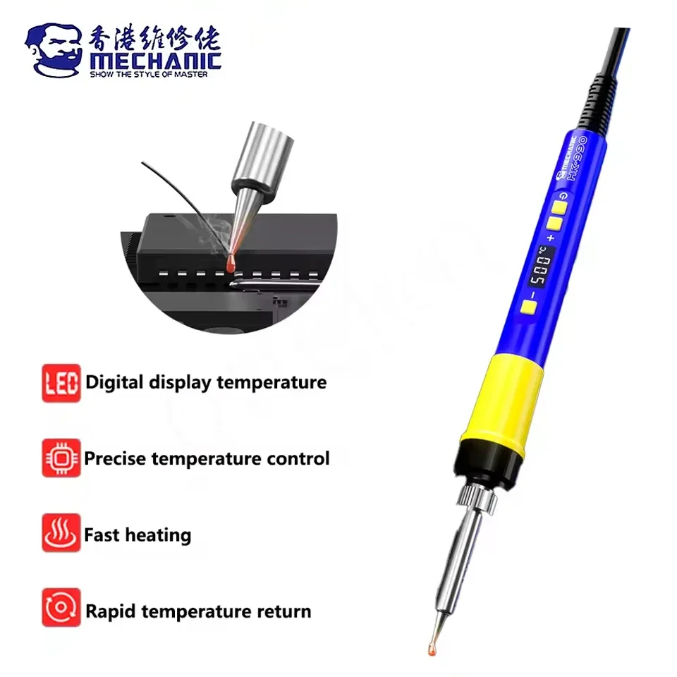 

MECHANIC HK-990 антистатический паяльник 90 Вт интеллектуальная регулируемая температура быстро нагревательный инструмент для ремонта паяльного жала