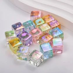 CH39 Exquisite Transparent Plated UV Square Perforated Beads Acrylic Square Bead Beads Wholesale of DIY Handmade Accessories