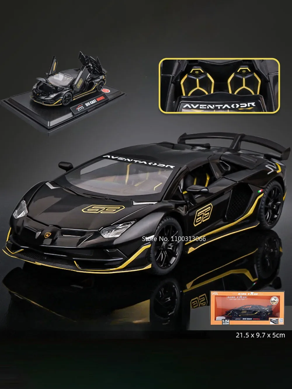 1:24 Lambo SVJ63 Model Alloy Car Model Metal Diecasts & Toy Vehicles Car with Light Sound Super Sport Car for Boy Birthday Gifts