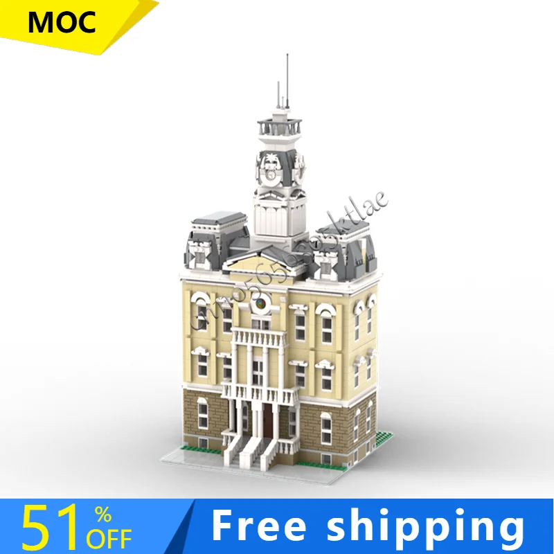 

3223 шт. MOC на заказ вид на улицу города, центральный зал, модель здания, сделай сам, головоломка на заказ, технология, креативная сборка, детские игрушки, подарок