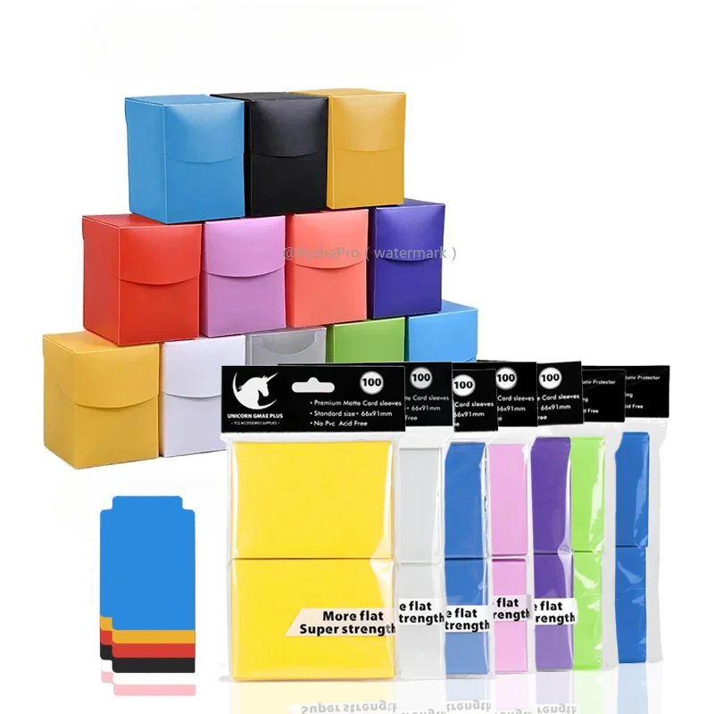 

100 шт. рукава для карточек и защитная коробка для хранения ценных карточек для 100+ покемонов/волшебных коллекционных коллекционных карточек