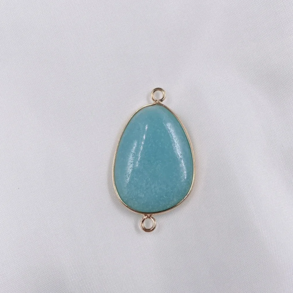 

30x22mm 1PC New Fashion Natural Stone Irregular Amazon Pendant Semi-precious Double-sided Connector Bare Stone Jewelry Accessory