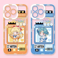 Cartoon Anime Sailors Moons Phone Case For iPhone 15 14 Pro Max 13 12 Mini 11 Pro XR XS X 8 7 6 6S Plus SE 2020 Silicone Funda