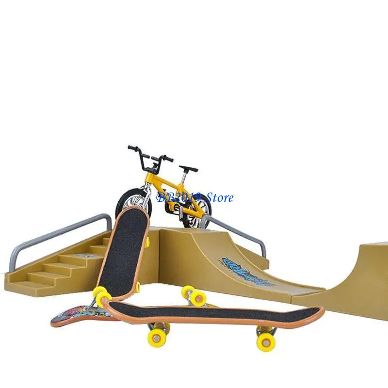 

Q0KB Tabletop Finger Scooter Toy DIY Skateboard Kits Easy Assembly Finger Bike Boarding Finger Ride Gadget Kids Party Favor