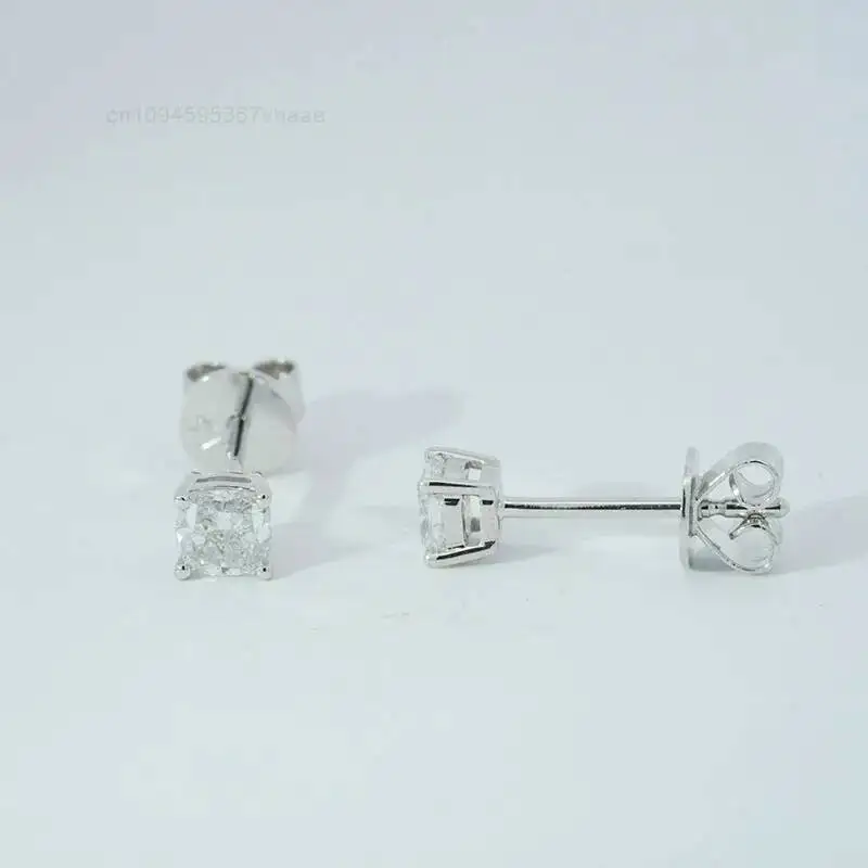 Earrings Lab Diamant Jewelry 3.5*3.5mm Cushion CVD HPHT Lab Grown Diamante Single Stone 10k Solid Gold Diamond Earrings