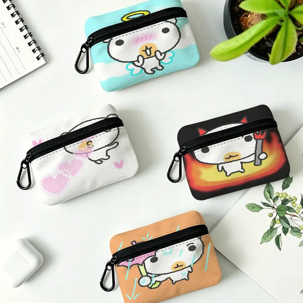 INS Puppy Seal Cartoon Multifunctional Oxford Cloth Small Pouch With Hook Mini Coin Wallet Earbud Storage Bag